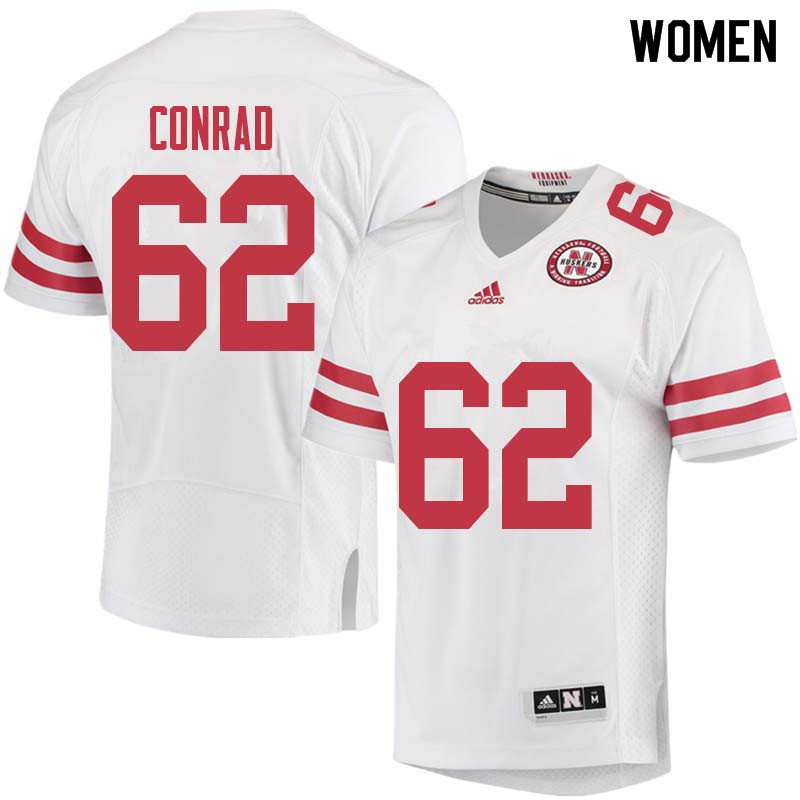 Women #62 Cole Conrad Nebraska Cornhuskers College Football Jerseys Sale-White - Click Image to Close